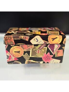 Decorative Storage Box Vintage Collage Of Luggage Labels  #2